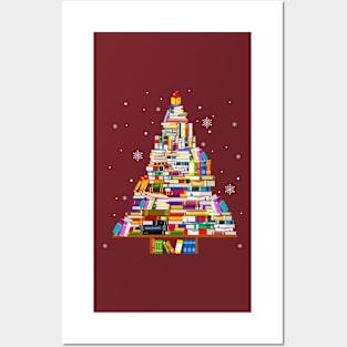 Merry Christmas Books Tree for library Posters and Art